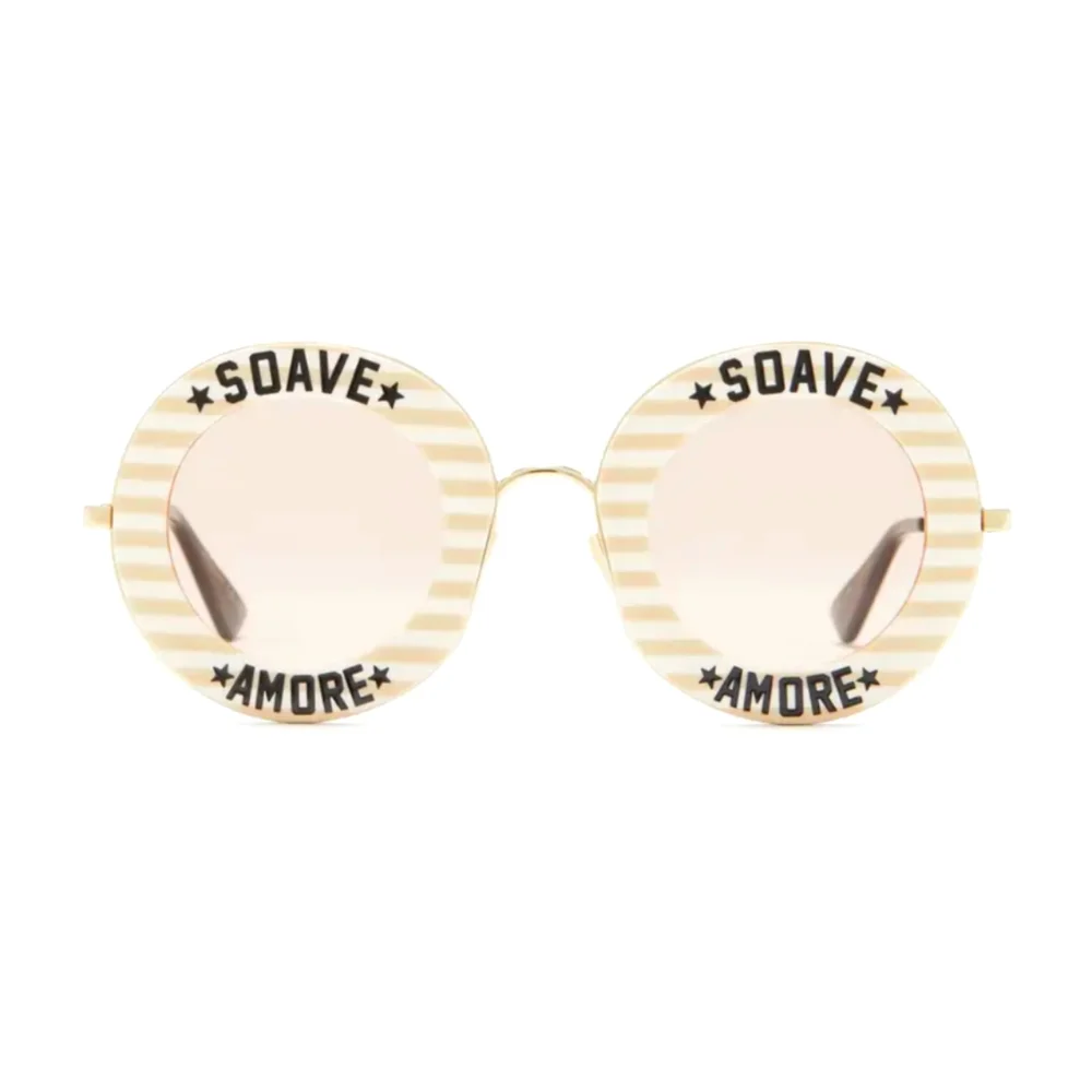 GUCCI Striped Round Sunglasses GG0113S Graphic Soave Amore Delicate Love - Picture 5 of 17